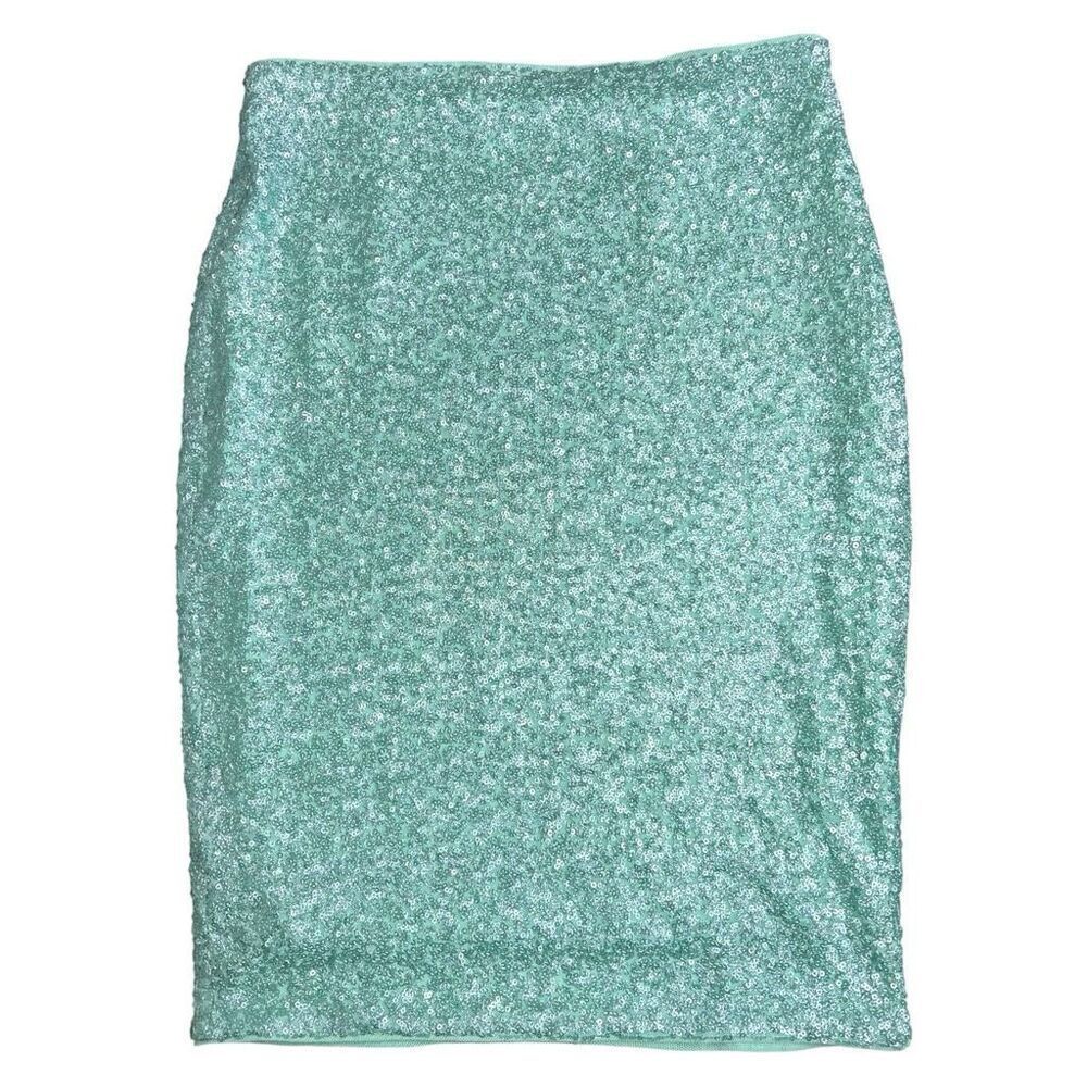 NEW Susana Monaco Celadon High Waisted Sequin Pencil Skirt Small